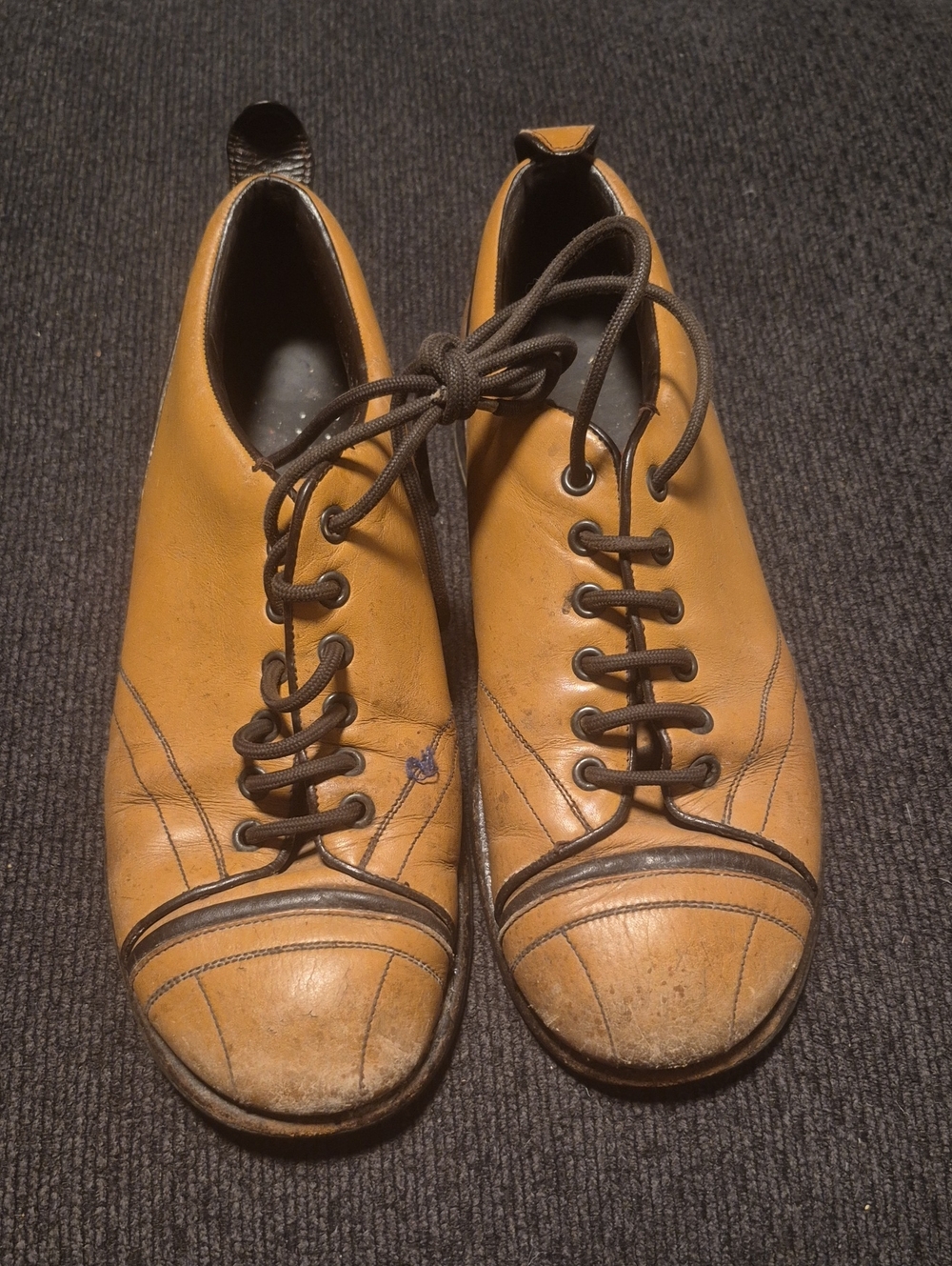 Prada Tan Leather Derby Shoes with Dark Brown Accents